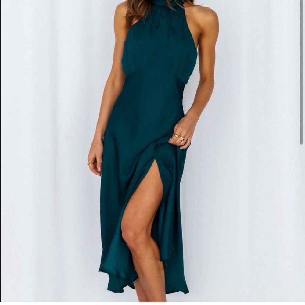 Elegant Emerald Satin Dress